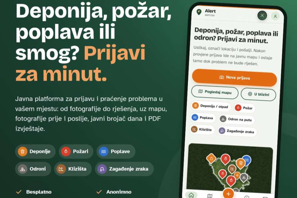 BiH dobila Alert.ba sistem, građani jednim klikom prijavljuju deponije, požare, zagađenja zraka